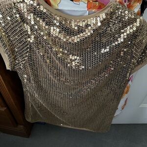 Gold glitter top L women
